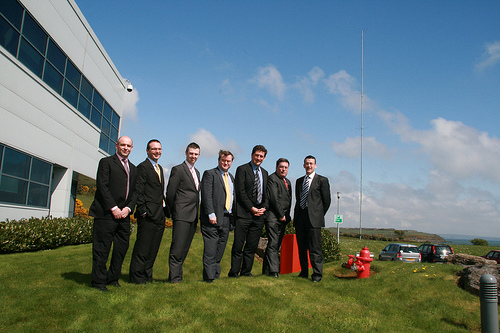 Cllr. Dominick Donnelly, Minister Eamon Ryan and Senator Dan Boyle with senior managment at DePuy, Ringaskiddy
